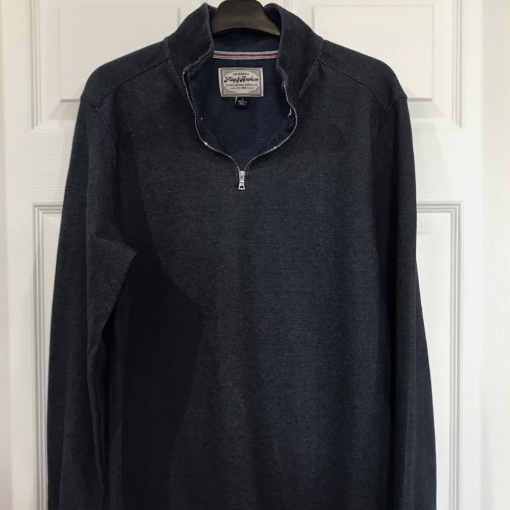 Flag & Anthem 1/4 Zip Sweatshirt Pullover Sweater Mock Neck Long Sleeve